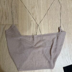 knit crop top with beaded straps